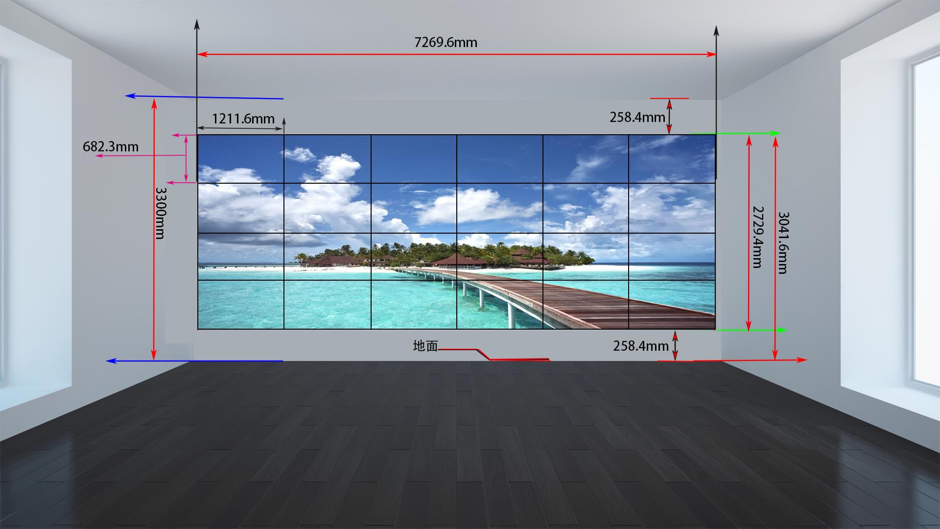 4x6 0.88mm拼縫55寸拼接屏顯示效果